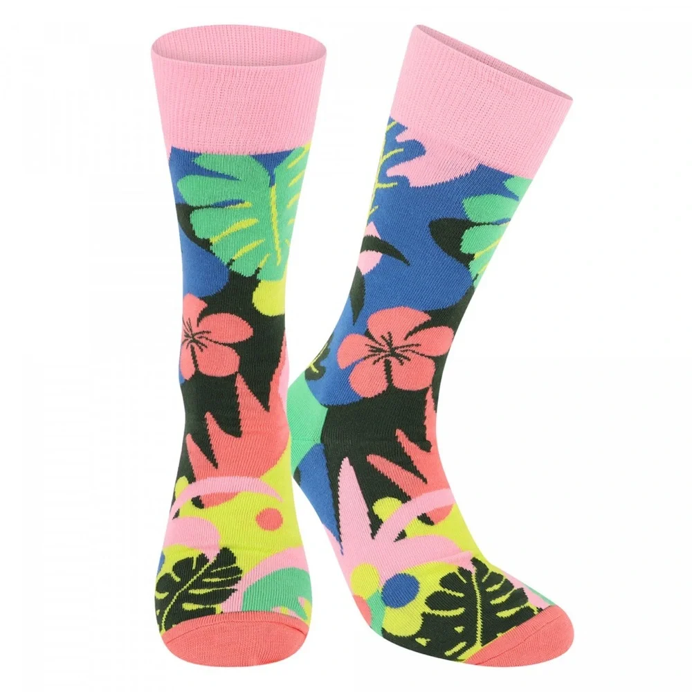 NWOT HAPPY SOCKS Tropical Garden Colorful Logo Socks